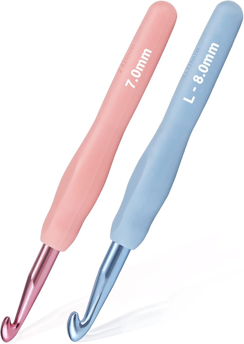 YOJOB 2Pack Size 7.0mm, L / 8.0mm Crochet Hooks, Super Smooth & Ergonomic for Beginner and Advanced (7.0mm, 8.0mm) - Image 1